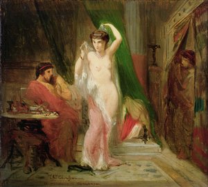 Candaules, rey de Lidia, mostrando la belleza de su reina a su confidente Giges, 1850